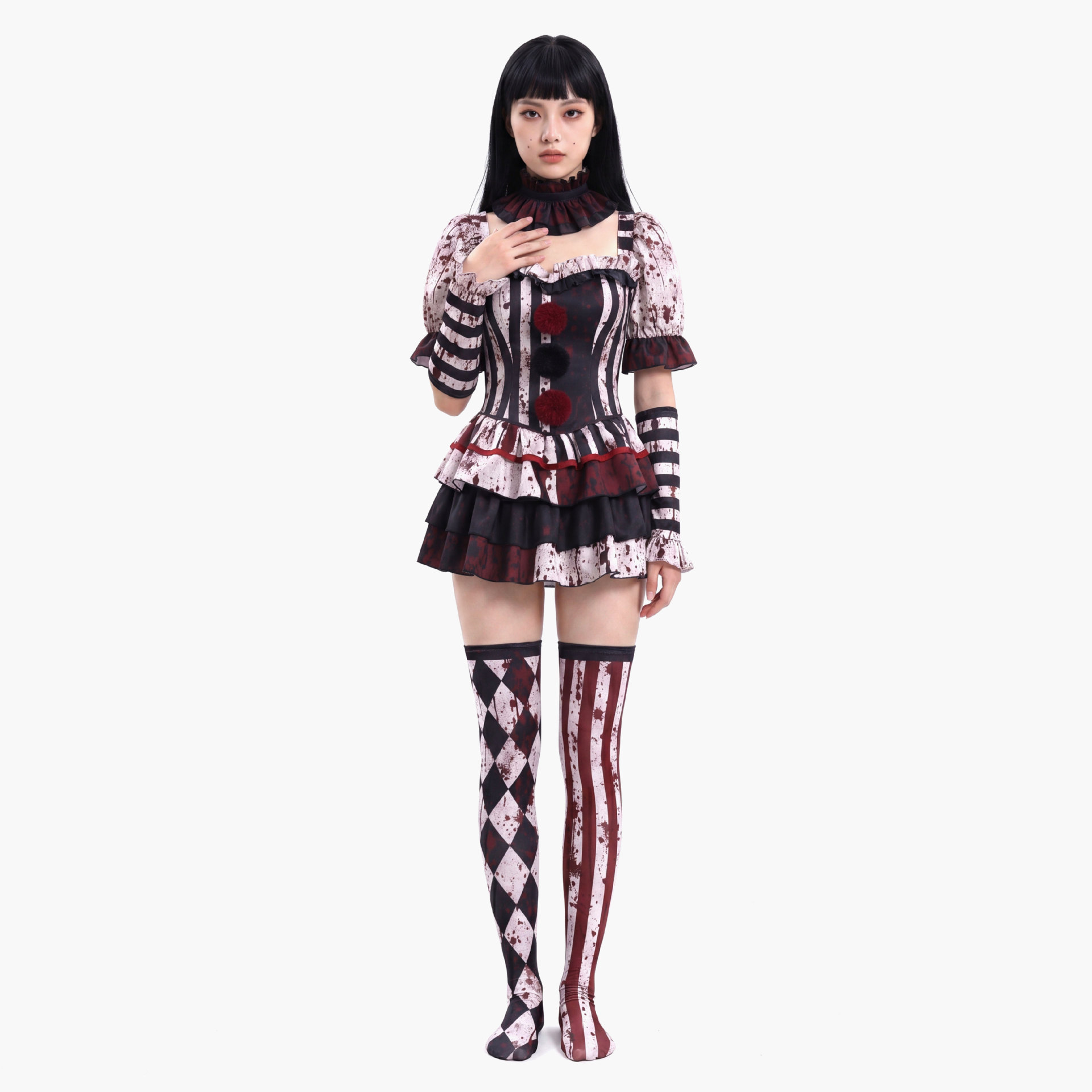 万圣节COS服装断魂小丑服装碎花裙小丑回魂断魂小丑派对聚会服装
