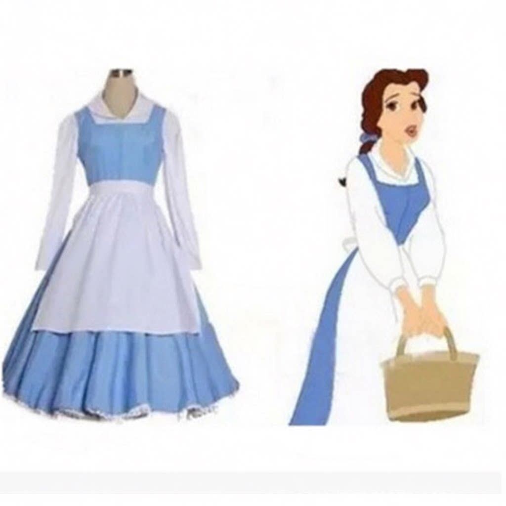 美女与野兽cos贝儿蓝色女仆服迪士呢公主长裙cosplay服装女连衣