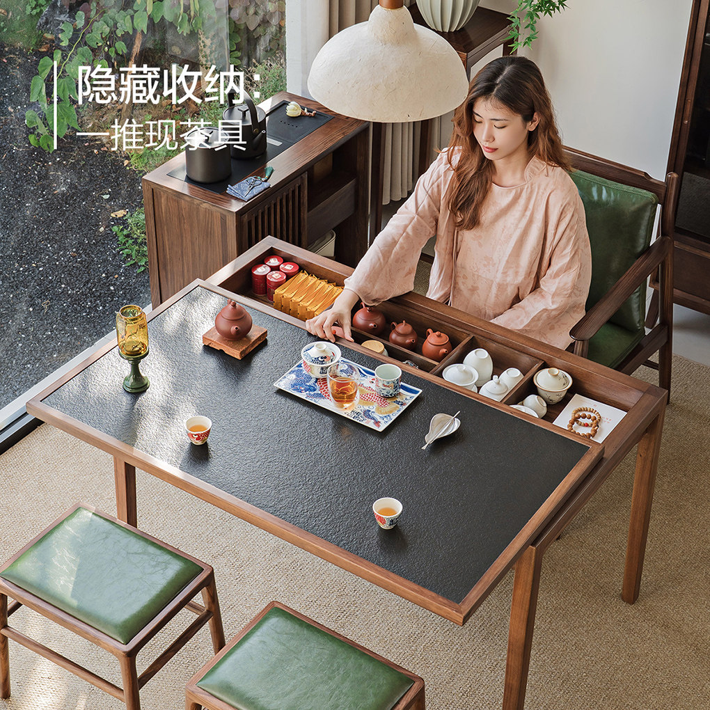 火烧岩板石桌面可推拉更耐用
