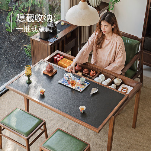 火烧岩板石桌面可推拉更耐用