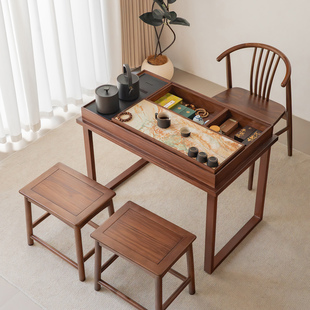 2025新款高端茶桌椅新中式小户型阳台实木收纳泡茶台一米家用小型