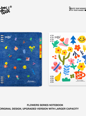 PEC PEC WELL活页笔记本【花花系列-Plus款】加厚卡通可爱B5学生大容量手账本高颜值文具可拆卸2025新款