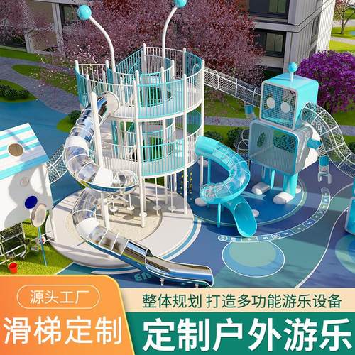 不锈钢滑梯设施景区公园儿童室外非标组合无动力游乐设备组合式