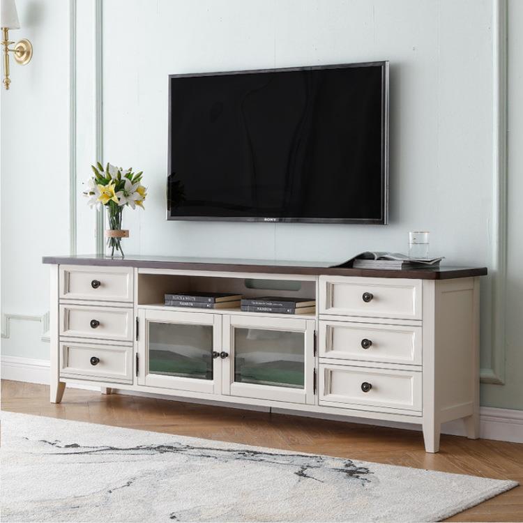 美式全实木电视柜茶几组合地中海地柜加高小户型简美卧室家具定制