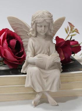 欧式树脂女孩看书天使摆件桌面家居儿童房样板橱窗客厅装饰工艺品