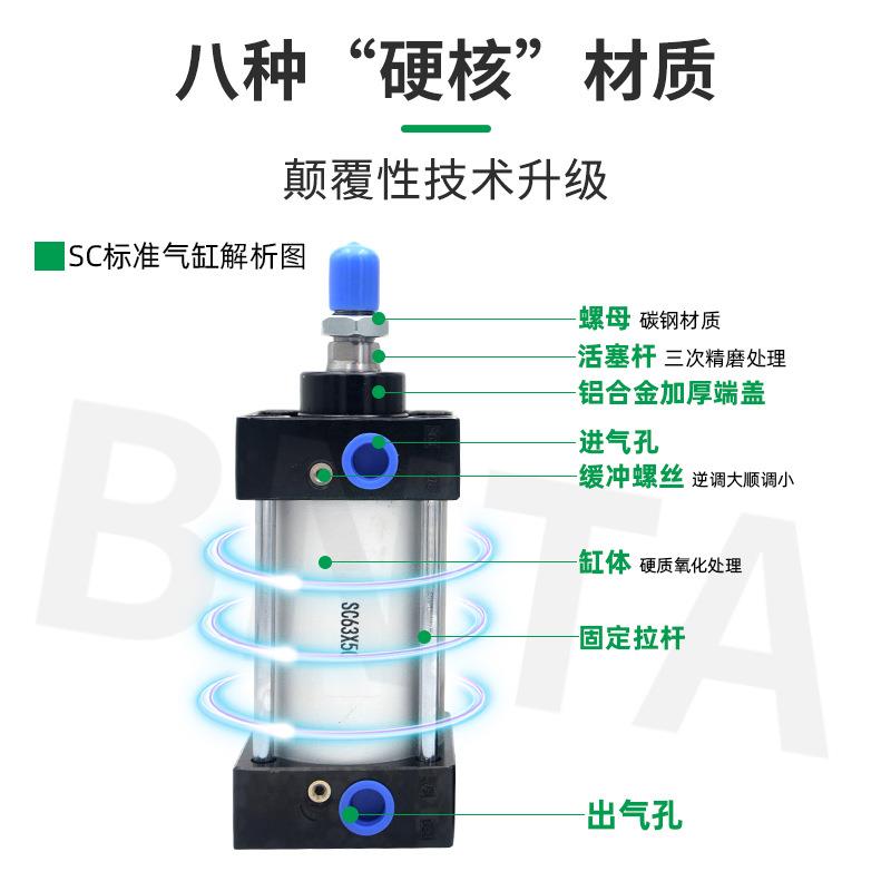 气动标准气缸SC63*25-50-75-100-125-150-175-200-250X300*500-S
