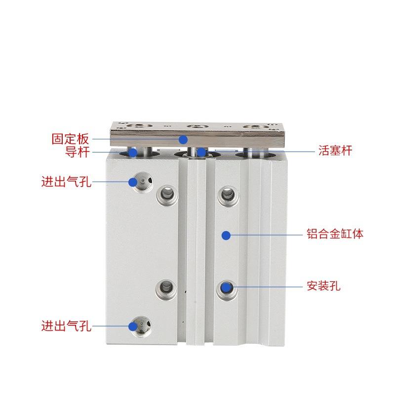 亚德客型气缸TCM32X10/20/25/30/40/50/75/100薄型带导杆三杆气缸