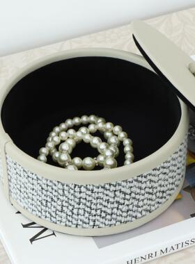 现代轻奢风高端皮革首饰盒带盖收纳盒家用客厅卧室梳妆台创意摆件