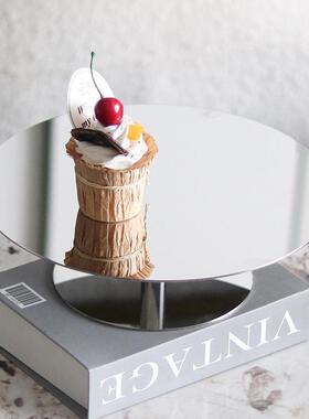 简约轻奢镜面托盘果盘双层水果点心盘样板房酒店餐桌厨房软装饰品