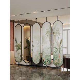 珐琅彩艺术玻璃屏风隔断客厅2024新款家用现代简约入户对门玄关莳