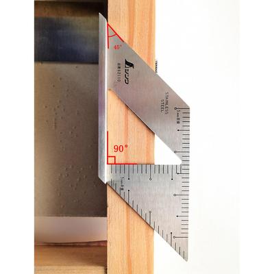 亲和测定 工厂用45度90度角尺15cm反面同刻度不锈钢直角尺 62006