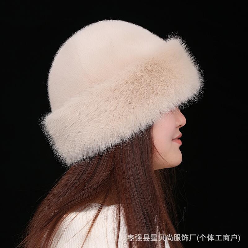 2025蒙古大帽檐毛绒帽子冬季帽子仿貂毛狐狸毛皮草保暖时尚男女