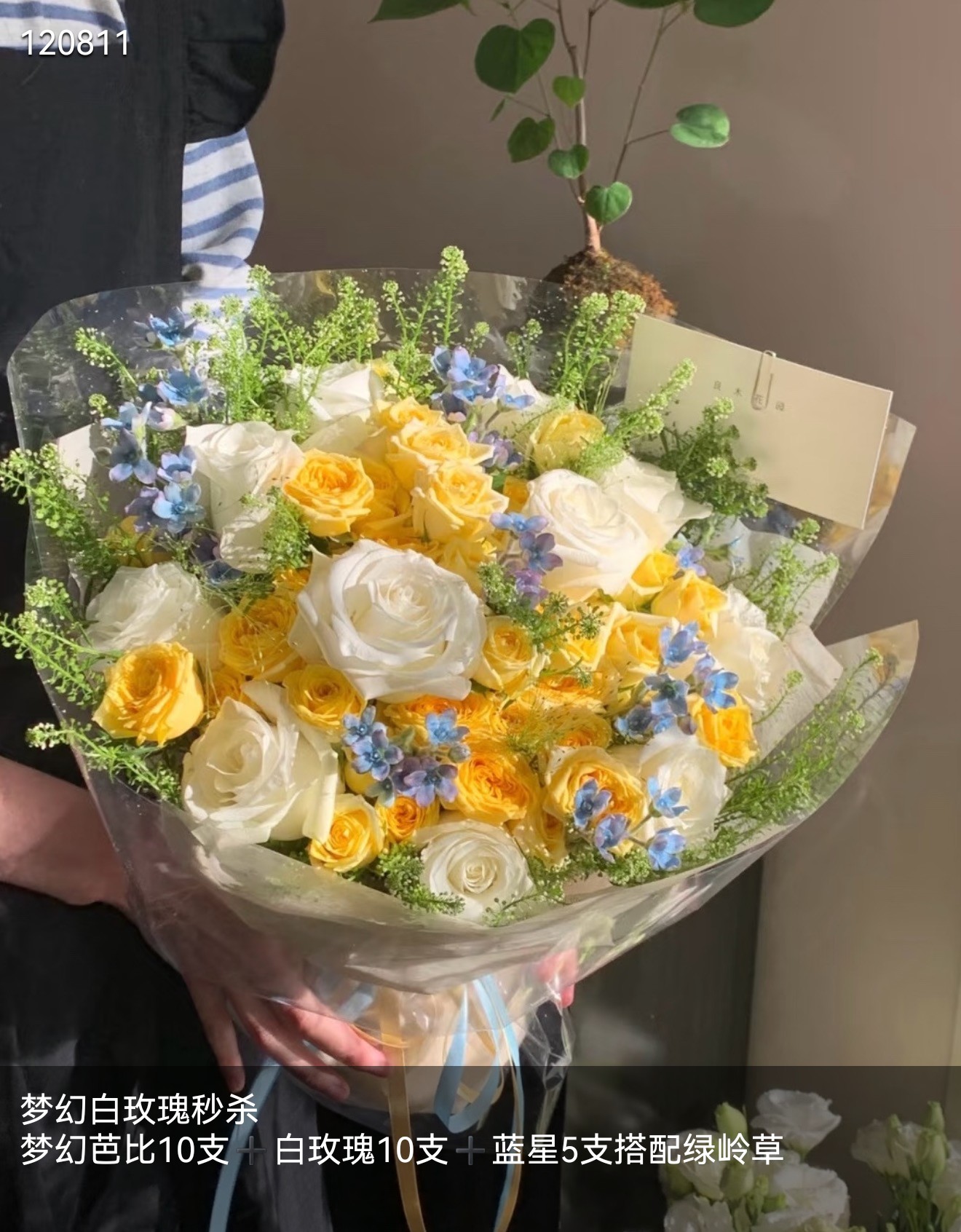 向往花卉  全国高级感花束梦幻白玫瑰生日花束惊喜鲜花速递同城