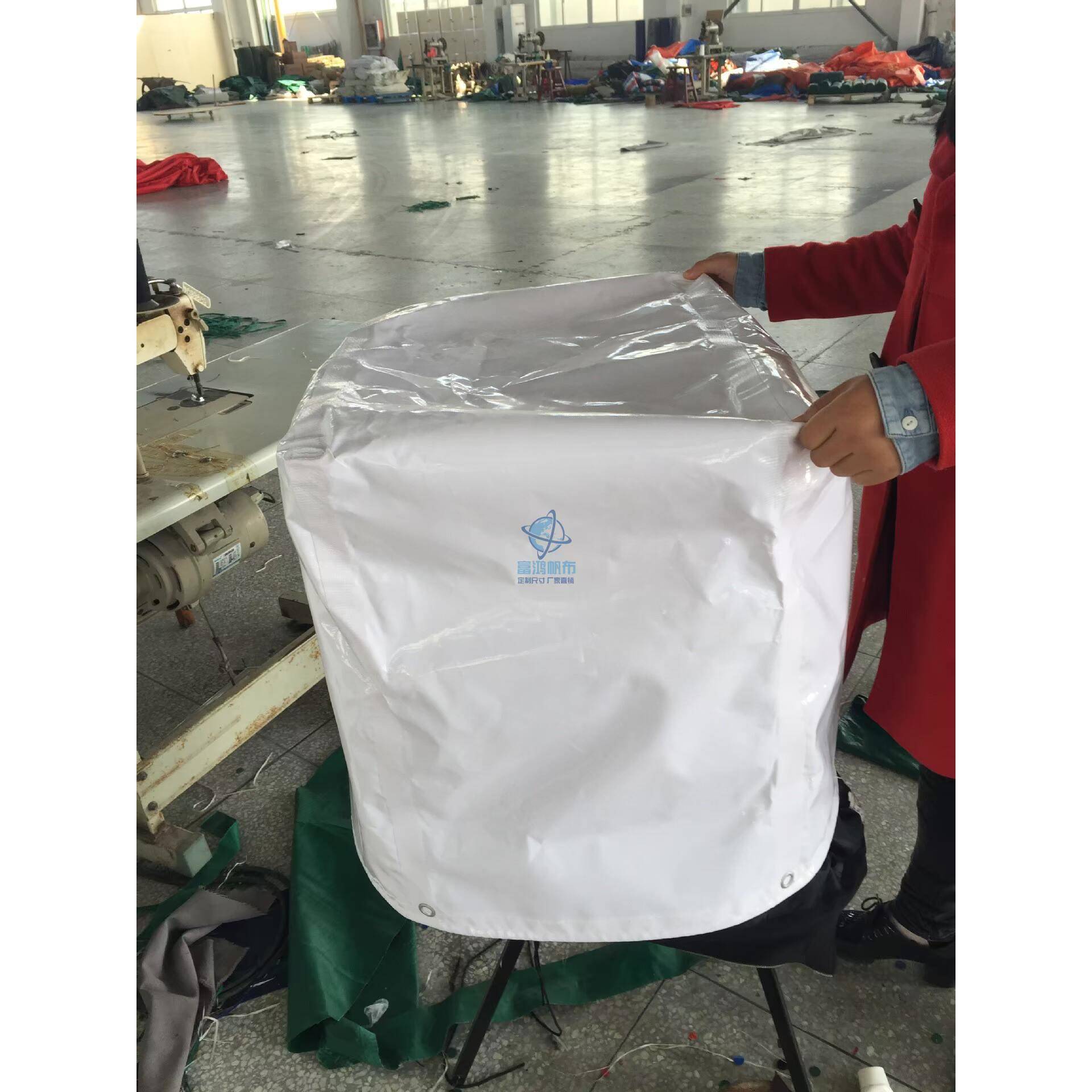 中国大陆pvc夹网布定制防雨罩篷布小水池防水罩子厂家直销富鸿汽