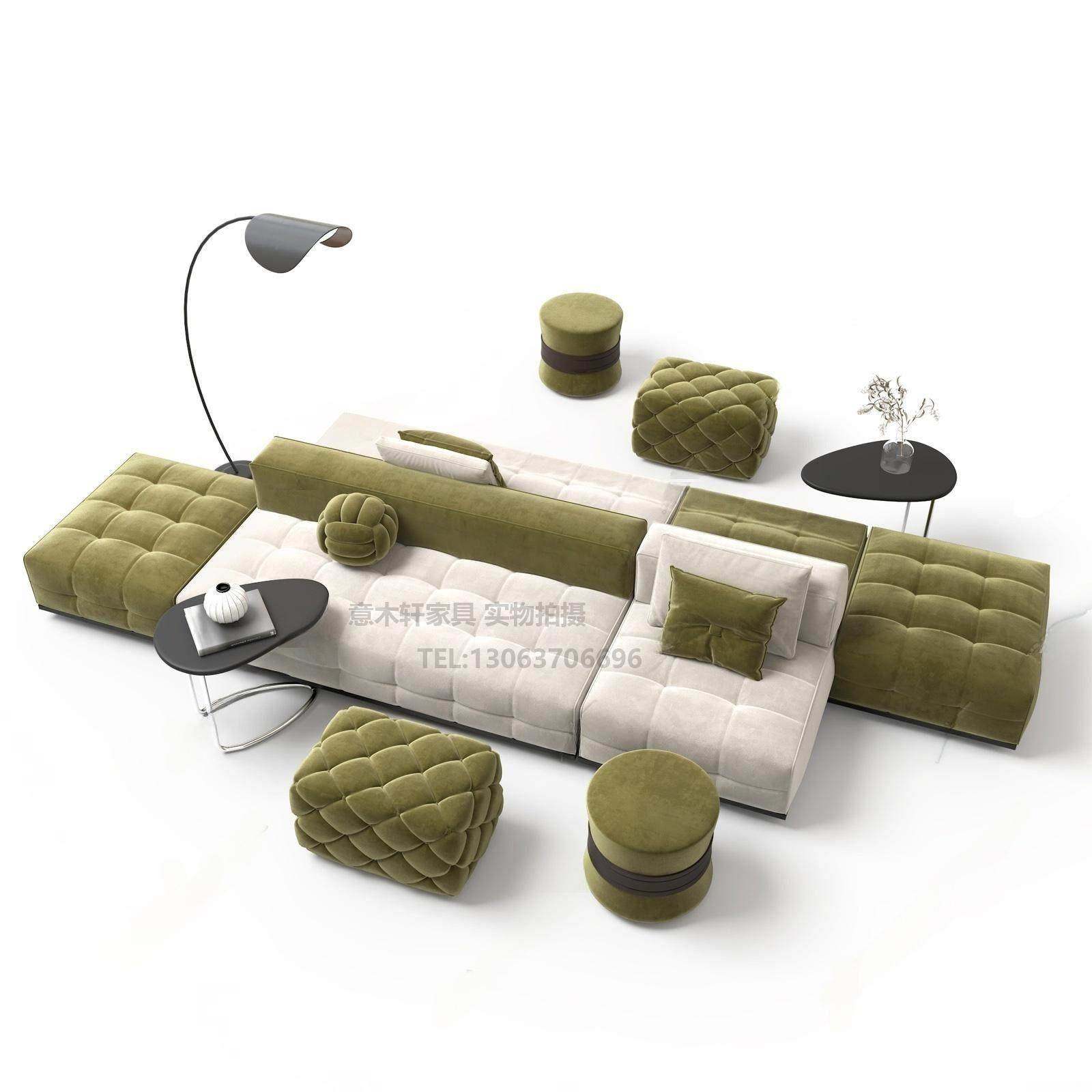 双面背靠背皮布沙发别墅大平层模块沙发现代简约酒店中岛横厅卡座,住宅家具,皮布沙发,淘宝优惠券,粉丝福利购,淘宝优惠卷