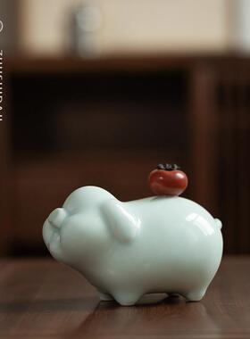 景德镇陶瓷招财猪摆件诸事大吉可爱家居装饰品办公室乔迁新居礼品