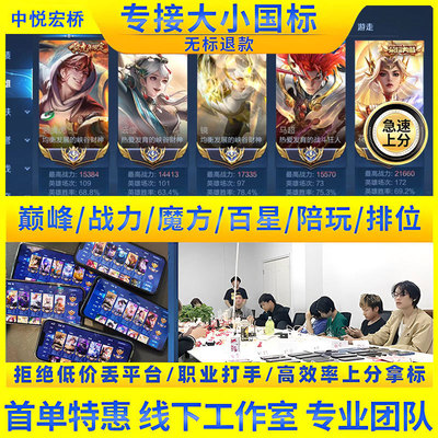 王者荣耀代练大小国标省标带练代打小魔方百星巅峰赛金标英雄战力