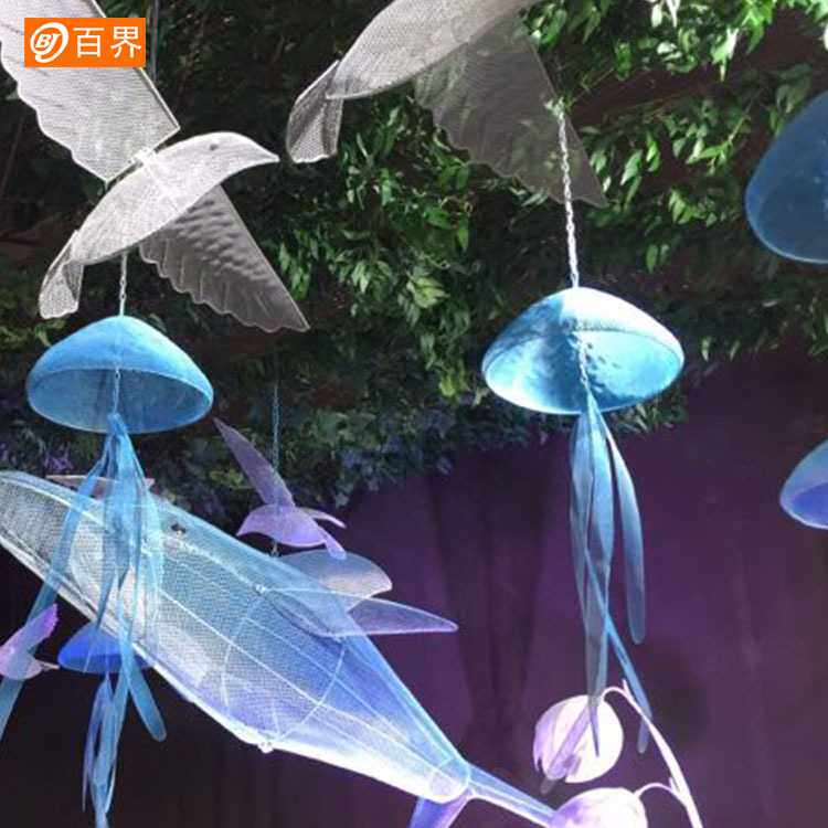 铁艺水母海洋系列婚庆道具吊顶挂件商场美陈空中装饰橱窗布置