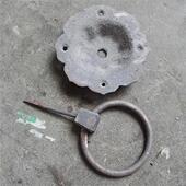 仿古铸铁大拉手老榆木门铁环把手中式 莲花纹铁门环寺庙门加厚门u.