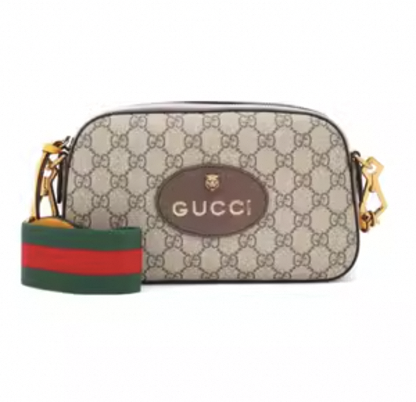 9.9新GUCCI 古驰虎头装饰老花Logo帆布相机包单肩斜挎包