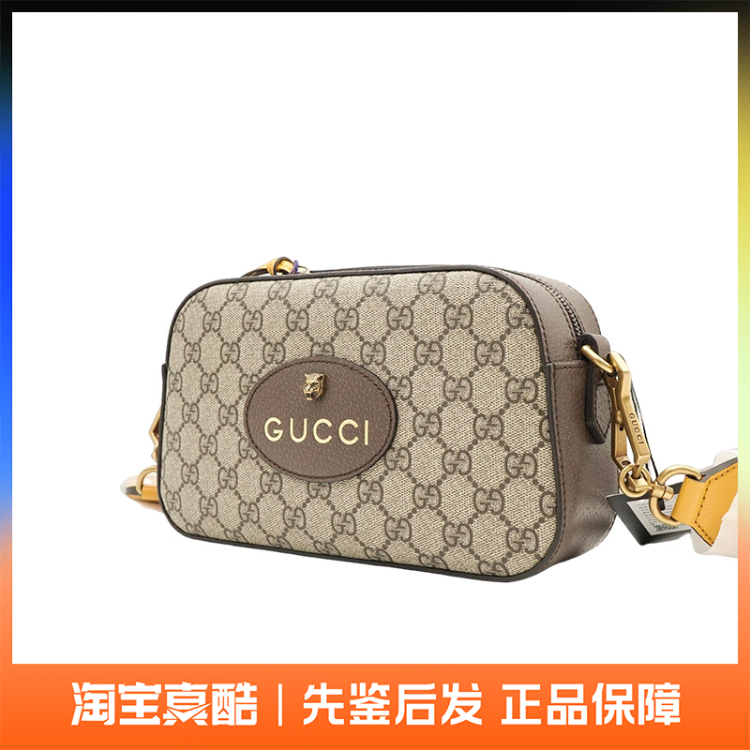 9.9新GUCCI 古驰虎头装饰老花Logo帆布相机包单肩斜挎包