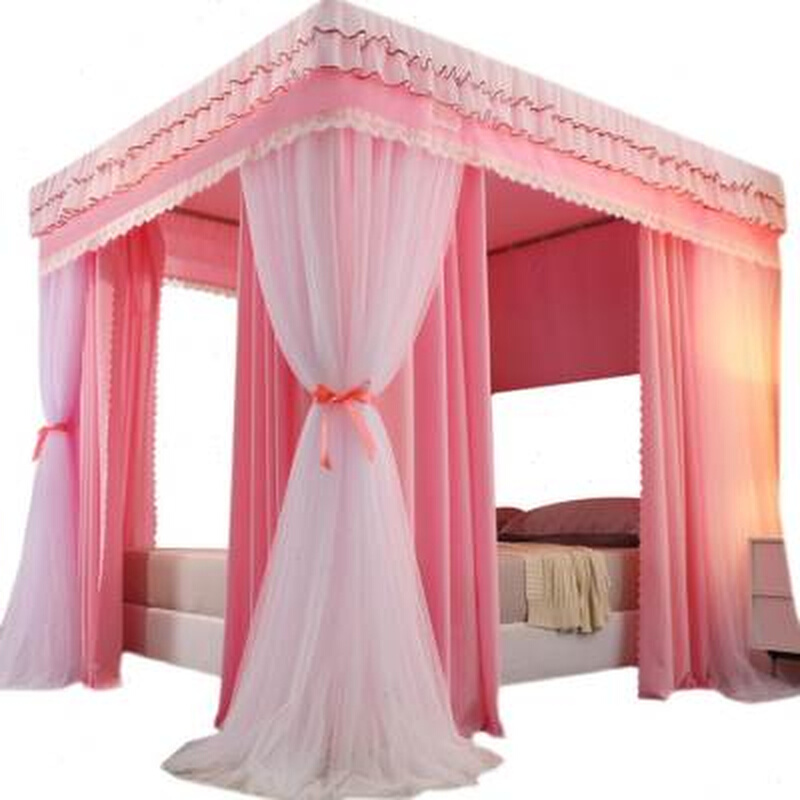 极速双层遮光床帘蚊帐一体式防尘落地15米18mQ2床公主风床幔家用