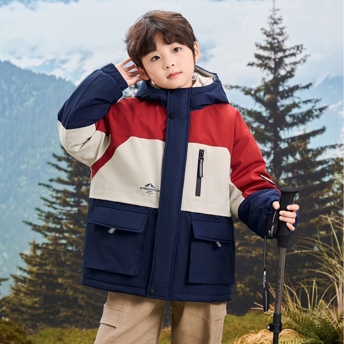 巴布豆儿童三合一男童外套2025新款户外男孩中大童秋冬童装外套