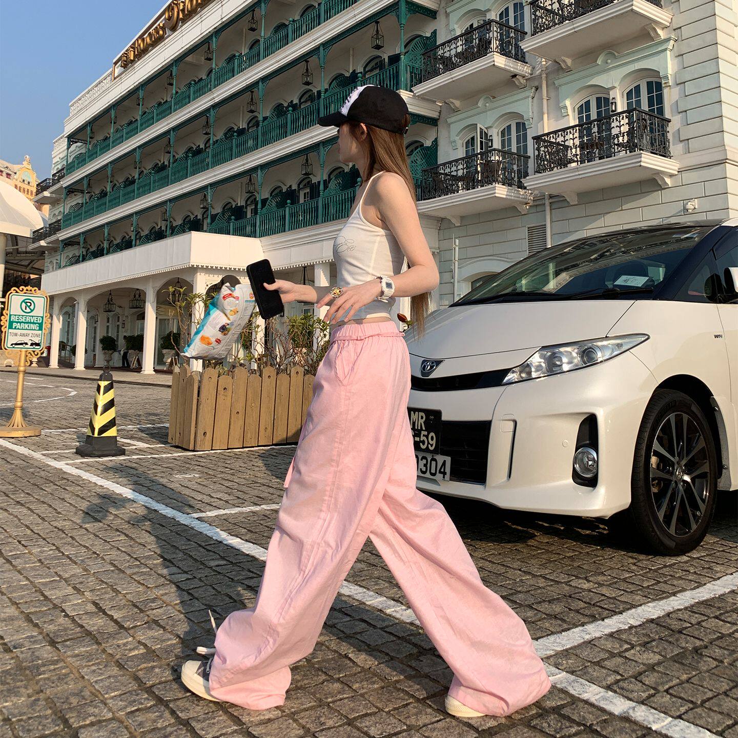 藕粉色休闲裤女2026新款薄款休闲裤