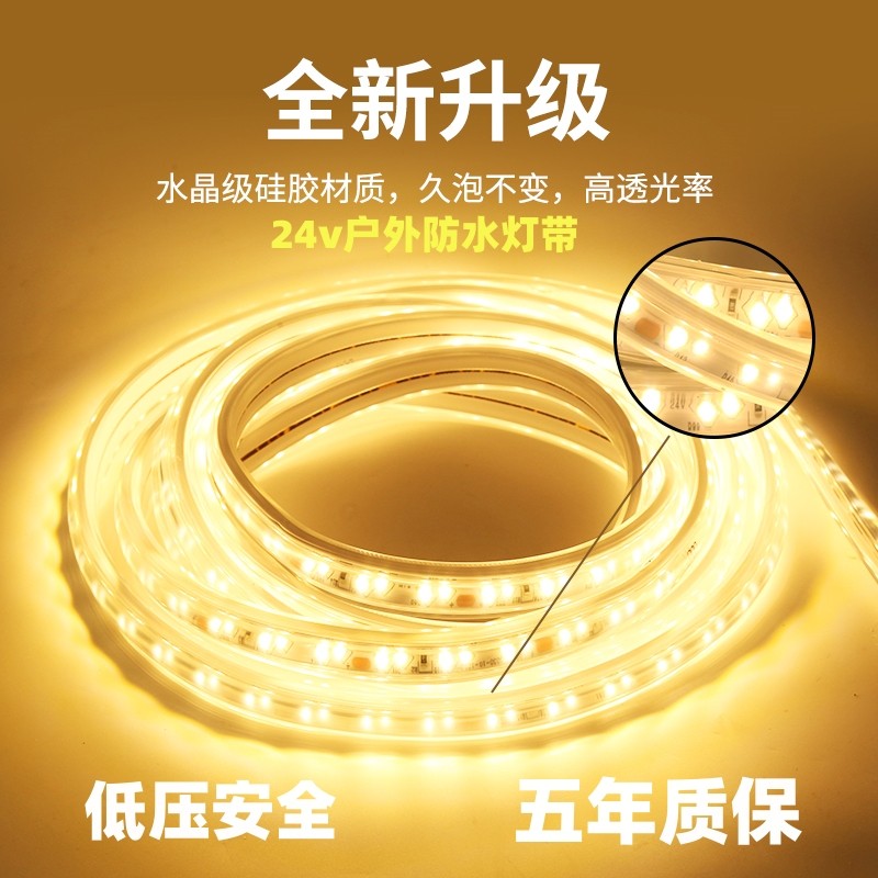 低压防水24v灯带led矽胶户外超亮水下灌胶12v水池泳池外墙软灯条