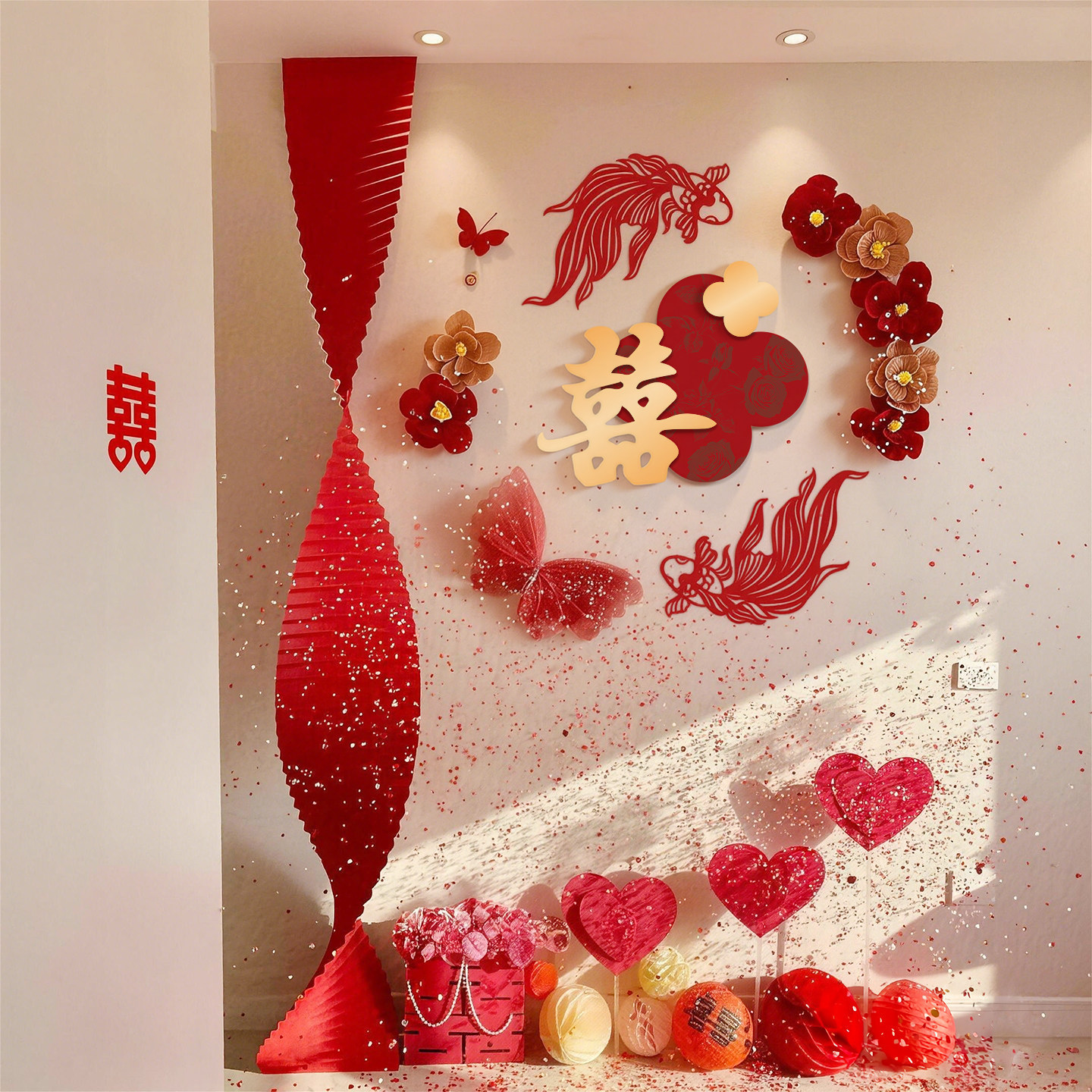 婚房布置套餐结婚卧室客厅拍照出片氛围感套餐折纸kt板背景墙婚品