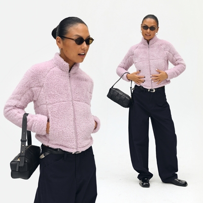 oneup美式长绒摇粒绒短款外套