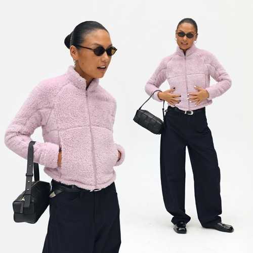 oneup美式长绒摇粒绒短款外套