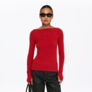 内搭打底衫 小个子瑜伽修身 红色上衣 t恤女秋季 oneup磨毛一字肩长袖