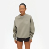 oneup美式 空气层灰色套头运动圆领卫衣女春季 黑色空气棉上衣外套