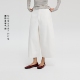 休闲裤 宽松直筒阔腿裤 子 女春季 oneup无腰头纯棉九分白色牛仔裤