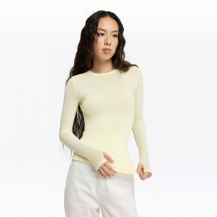 t恤修身 oneup基础款 针织长袖 女秋冬季 运动瑜伽上衣 内搭羊毛打底衫
