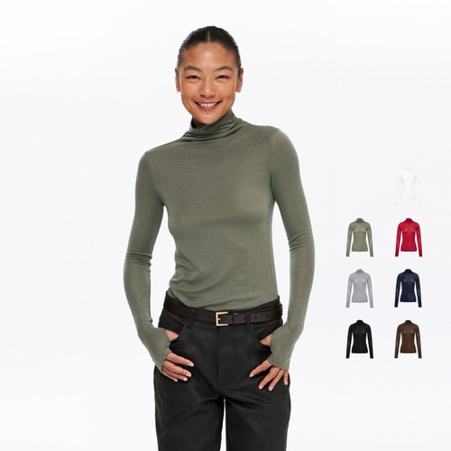 莱赛尔羊毛高领针织衫