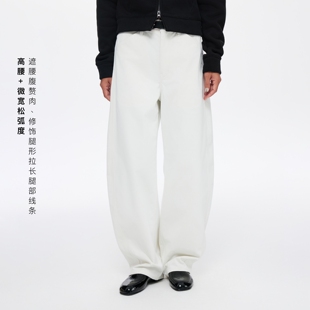 宽松阔腿香蕉裤 白色弯刀裤 子女秋冬休闲裤 oneup复古棕色灯芯绒裤