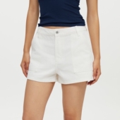 休闲裤 oneup全棉宽松直筒白色工装 子 薄款 小个子美式 短裤 女夏季