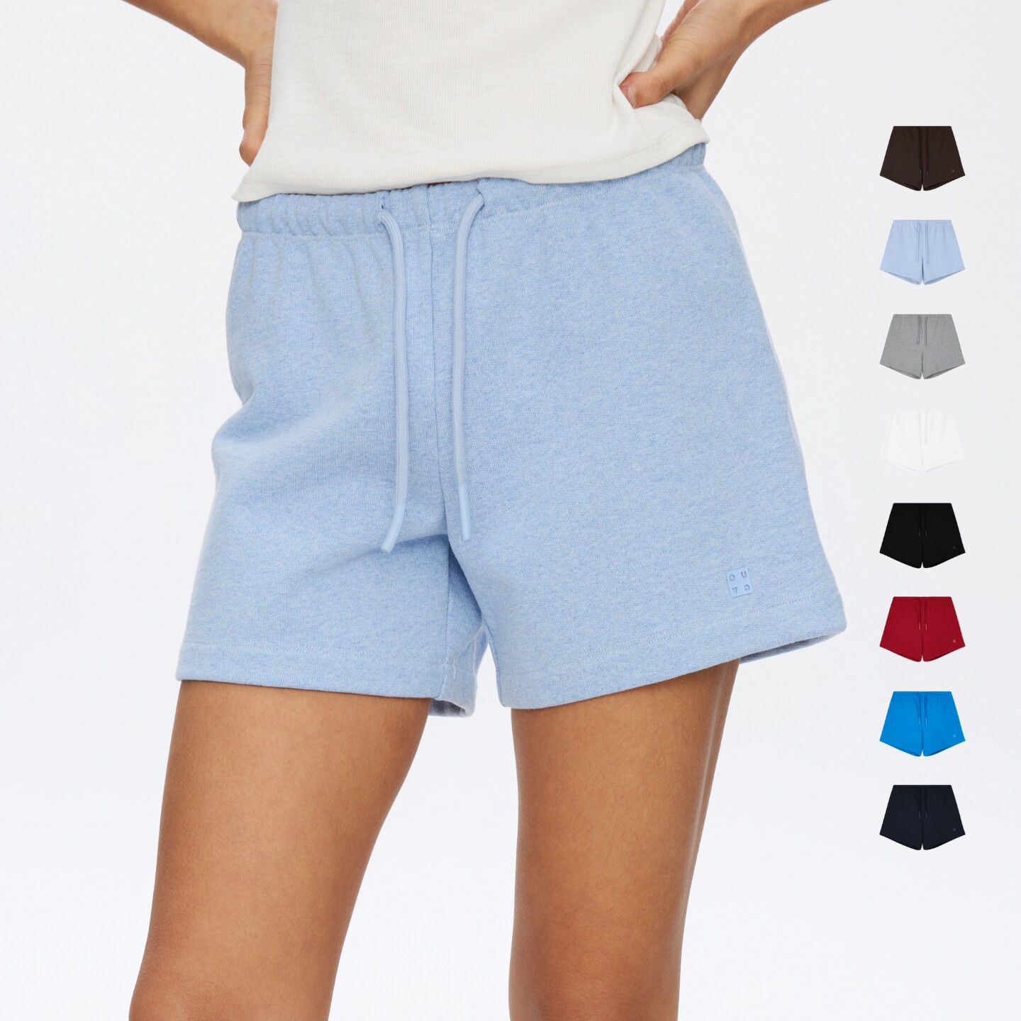oneup美式毛圈休闲运动短裤女夏季纯棉直筒裤子纯色健身瑜伽短裤