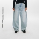 oneup浅蓝色弯刀牛仔裤 全棉香蕉裤 女春季 宽松显瘦镰刀阔腿裤