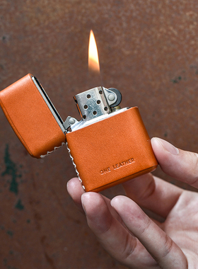 one leather ZP打火机皮套保护套壳树膏牛皮黑色手工定制