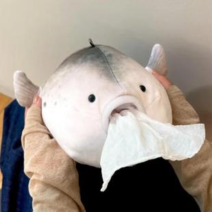 河豚玩偶家用纸巾盒抽纸盒客厅茶几搞怪创意桌面摆件网红餐巾盒