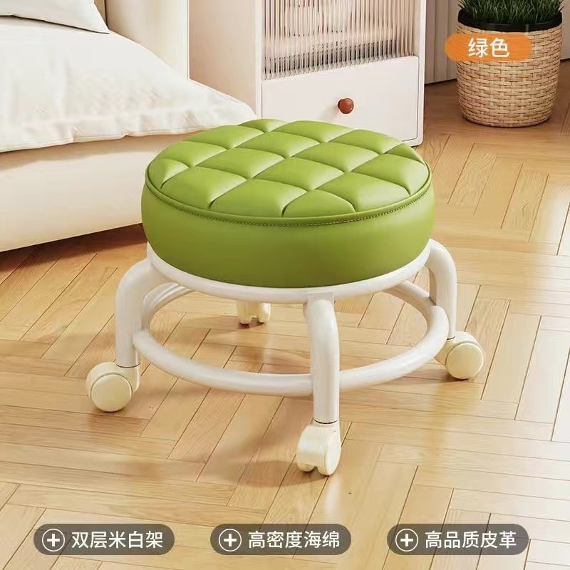 亚克力轮矮凳透明靠背小椅子带娃滑轮矮凳子网红换鞋地凳一件