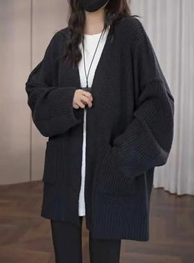 慵懒风毛衣外套女秋冬2025新款大码胖MM韩系宽松显瘦针织开衫上衣