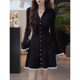 黑色针织洋装 女春季 2025年新款 法式 大尺码 胖mm小香风配大衣冬裙子
