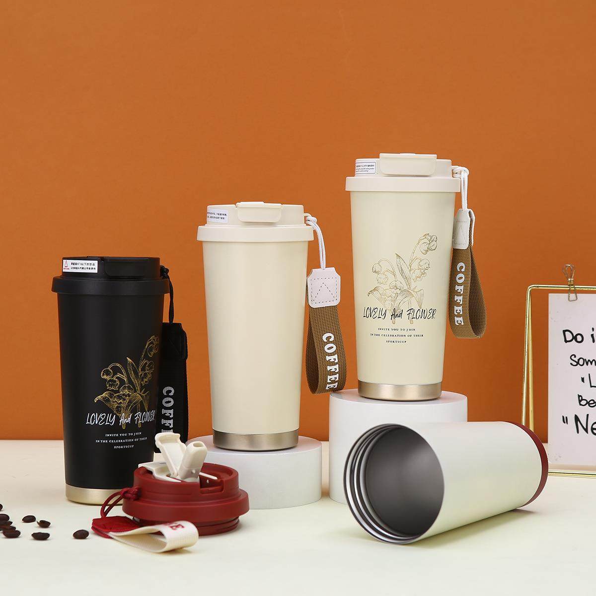 新款316不锈钢陶瓷内胆保温杯高颜值双层真空咖啡杯便携提绳水杯,餐饮具,保冷/保温杯,淘宝优惠券,粉丝福利购,淘宝优惠卷