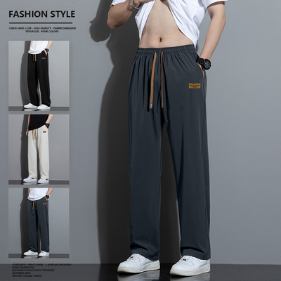爆款夏季裤子2024新款男装卫裤宽松直筒休闲裤港风裤垂感长裤休闲
