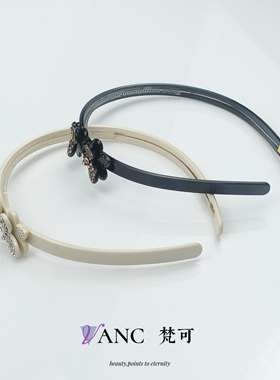 法式镶钻蜜蜂醋酸发箍  梵可高质重工轻奢洗脸发箍厚带齿发饰压发