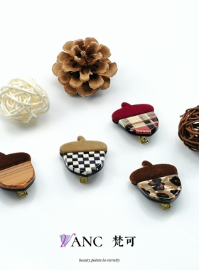 可爱松果植绒边夹  梵可醋酸高质设计感刘海夹侧边夹鸭嘴夹碎发夹